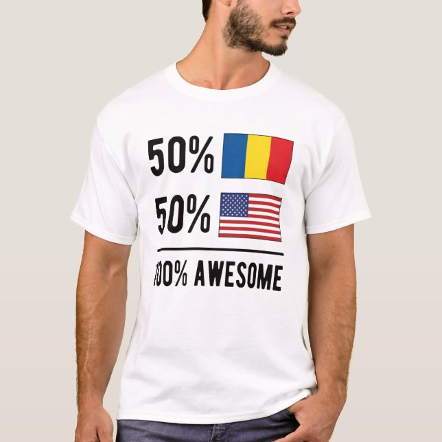 Camiseta Half Romanian Half American Flag Romania USA (Anverso)