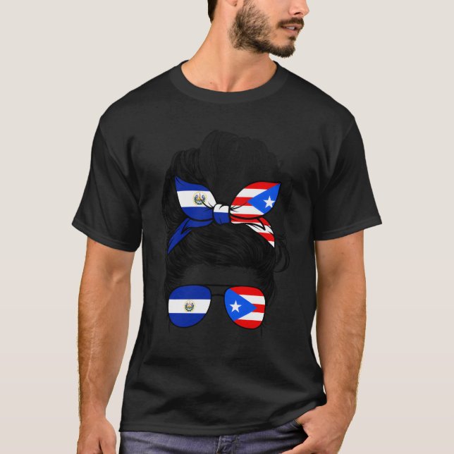 Camiseta Half Salvadorian And Puerto Rican Rico El Salvador (Anverso)