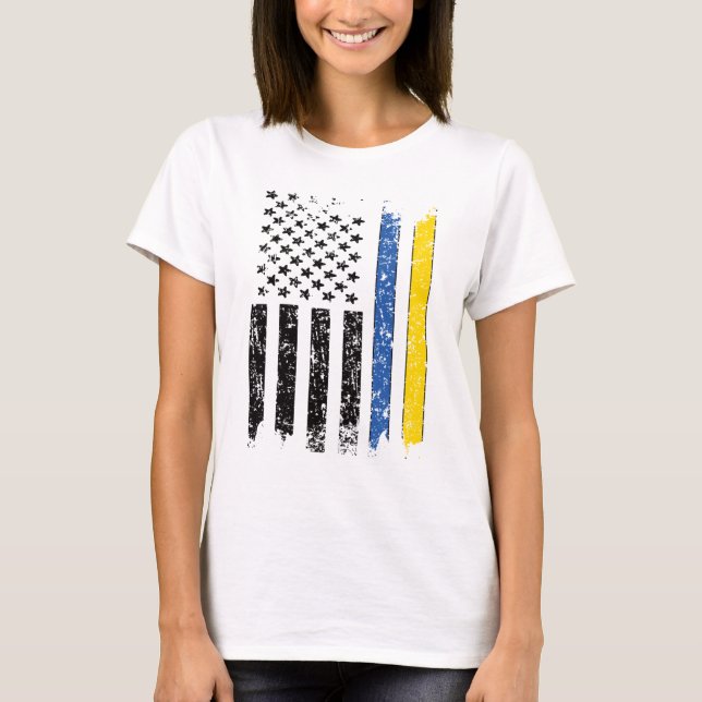 Camiseta Half Ukrainian Half American Flag Ukraine USA (Anverso)