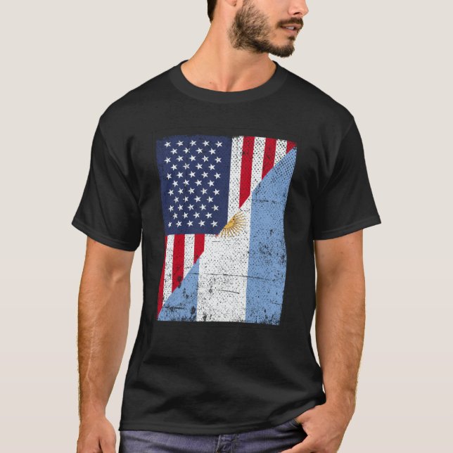 Camiseta Half USA Flag Half Argentina Flag American Argenti (Anverso)