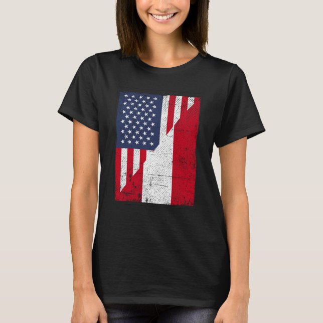 Camiseta Half USA Flag Half Austria Flag American Austrian (Anverso)