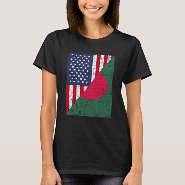 Camiseta Half USA Flag Half Bangladesh Flag American Bangla (Anverso)