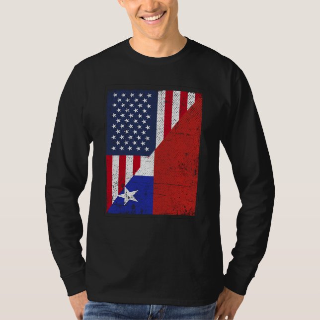 Camiseta Half USA Flag Half Chile Flag American Chilean (Anverso)