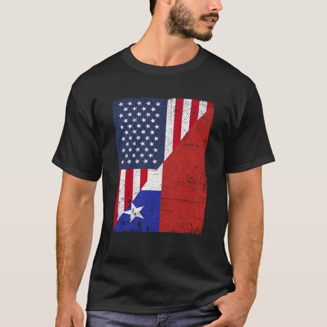 Camiseta Half USA Flag Half Chile Flag American Chilean (Anverso)