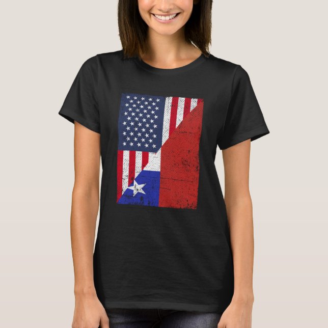 Camiseta Half USA Flag Half Chile Flag American Chilean (Anverso)