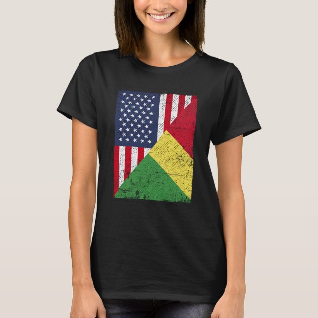Camiseta Half USA Flag Half Congo Flag American Congolese (Anverso)