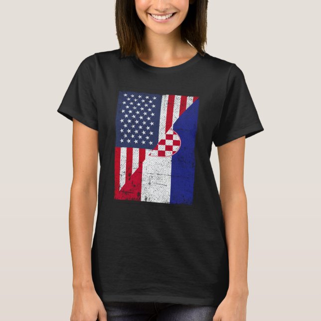 Camiseta Half USA Flag Half Croatia Flag American Croatian (Anverso)