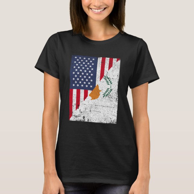 Camiseta Half USA Flag Half Cyprus Flag American Cypriotic (Anverso)
