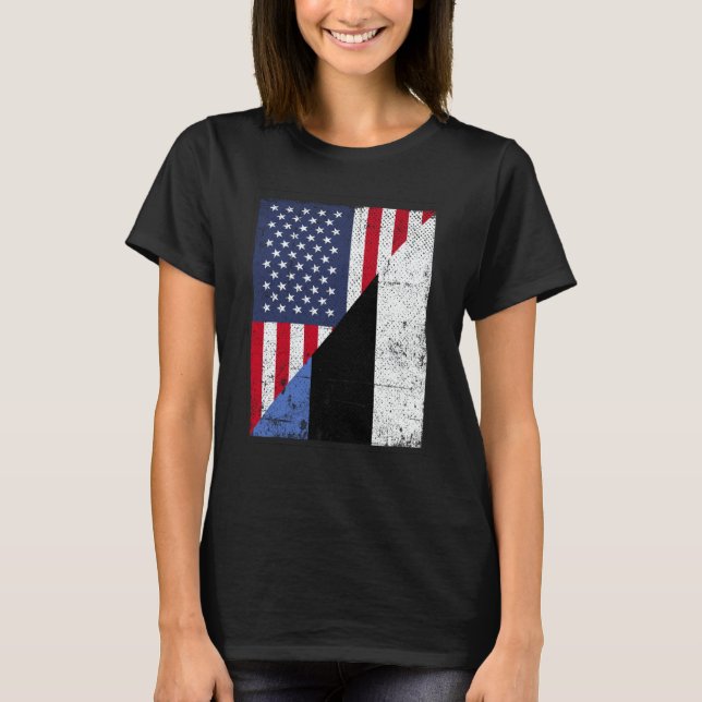 Camiseta Half USA Flag Half Estonia Flag American Estonian (Anverso)