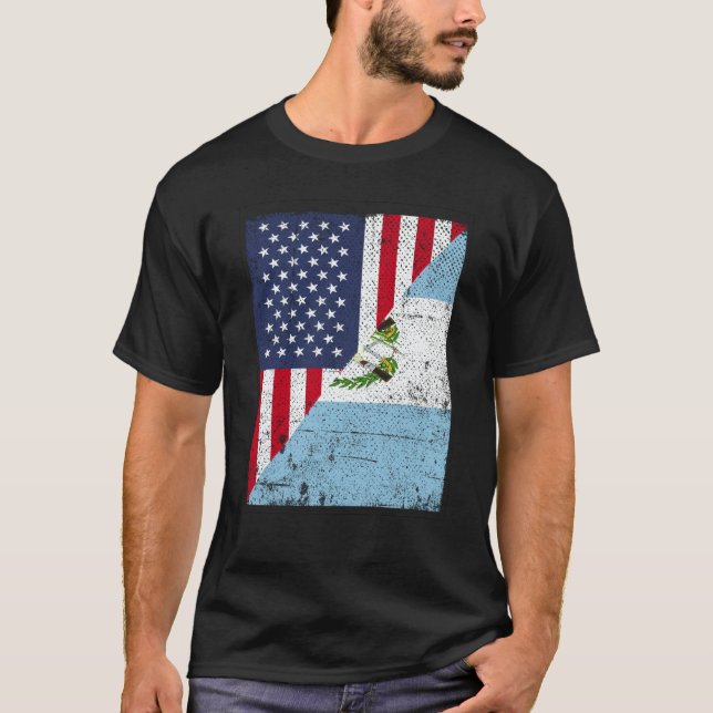 Camiseta Half USA Flag Half Guatemala Flag American Guatema (Anverso)