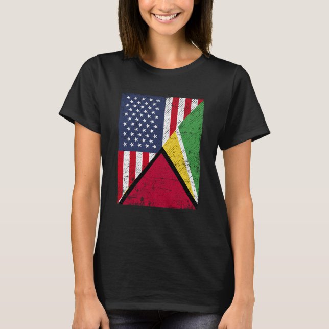 Camiseta Half USA Flag Half Guyana Flag American Guyanian (Anverso)