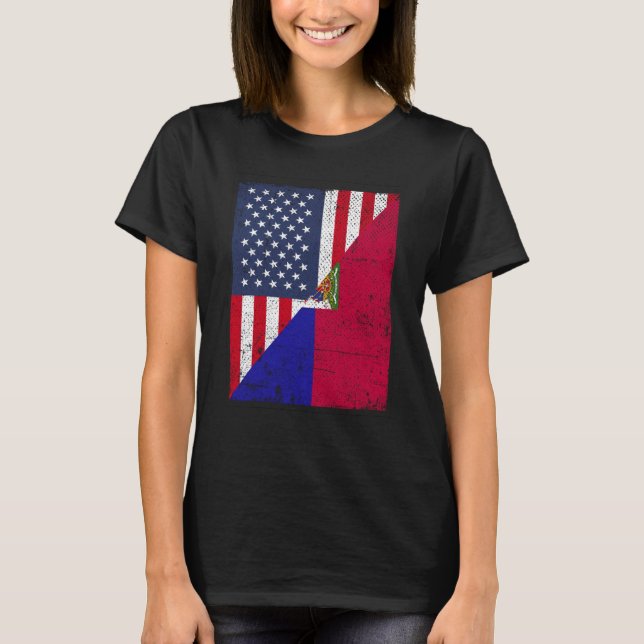Camiseta Half USA Flag Half Haiti Flag American Haitian (Anverso)