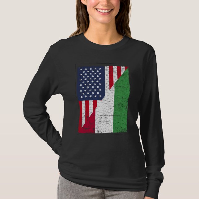 Camiseta Half USA Flag Half Hungary Flag American Hungarian (Anverso)