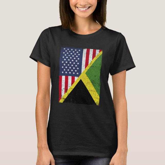 Camiseta Half USA Flag Half Jamaica Flag American Jamaican (Anverso)