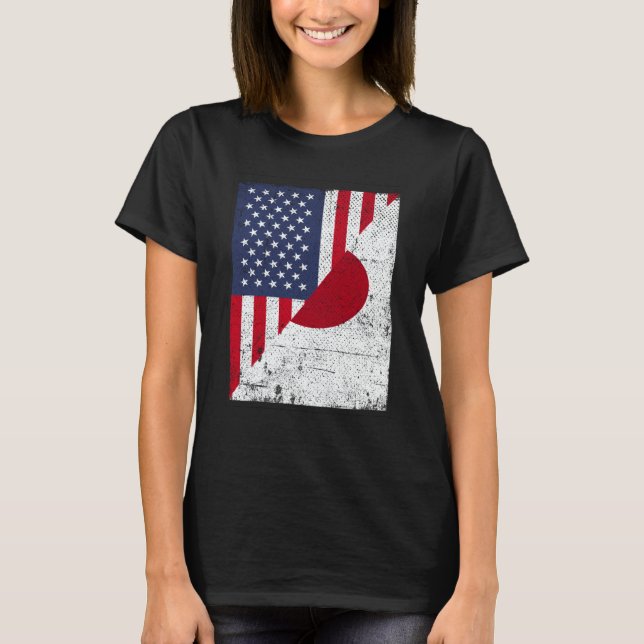 Camiseta Half USA Flag Half Japan Flag American Japanese (Anverso)