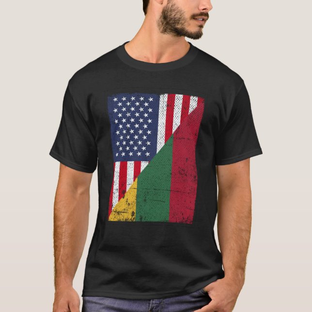 Camiseta Half USA Flag Half Lithuania Flag American Lithuan (Anverso)