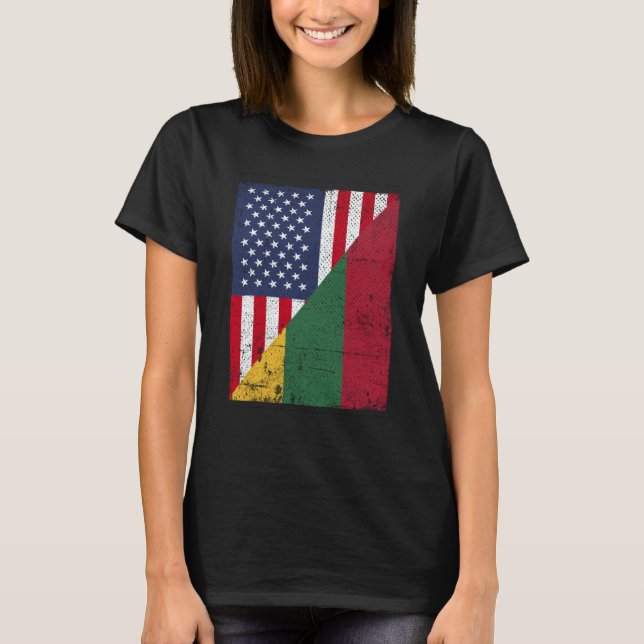 Camiseta Half USA Flag Half Lithuania Flag American Lithuan (Anverso)