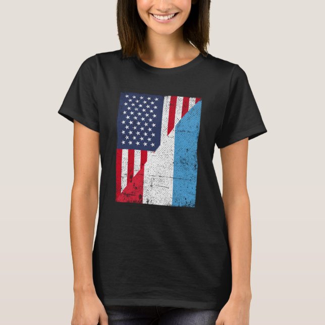 Camiseta Half USA Flag Half Luxembourg Flag American Luxemb (Anverso)