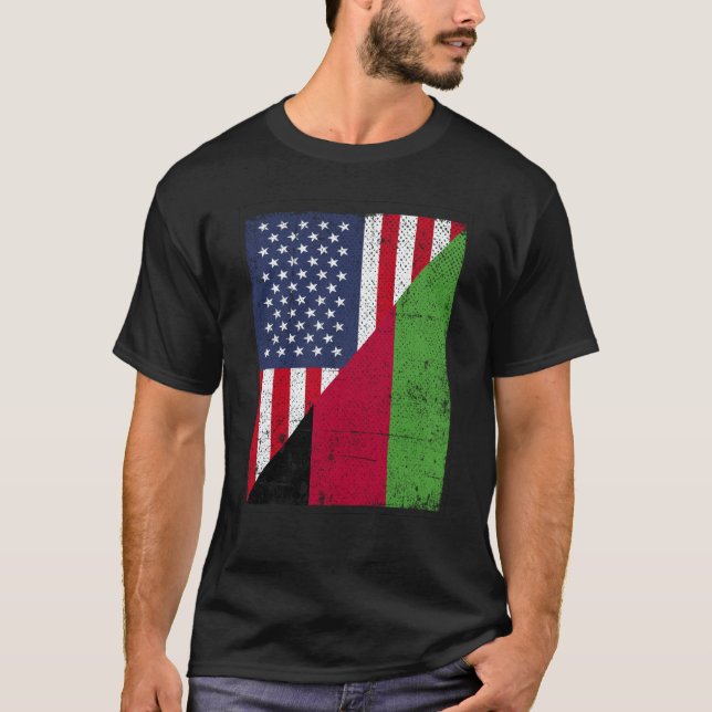 Camiseta Half USA Flag Half Malawi Flag American Malawian (Anverso)