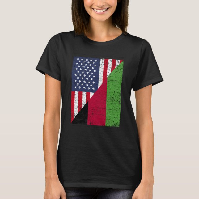 Camiseta Half USA Flag Half Malawi Flag American Malawian (Anverso)