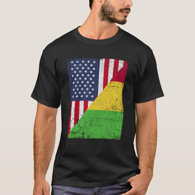 Camiseta Half USA Flag Half Mali Flag American Malian (Anverso)