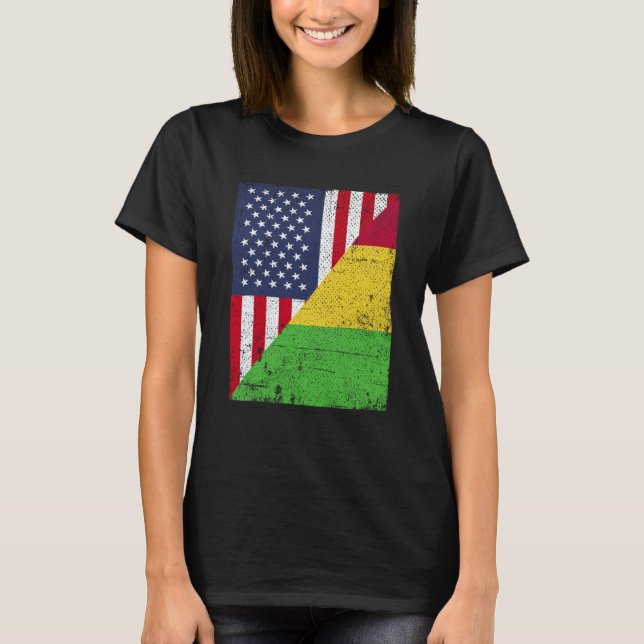 Camiseta Half USA Flag Half Mali Flag American Malian (Anverso)