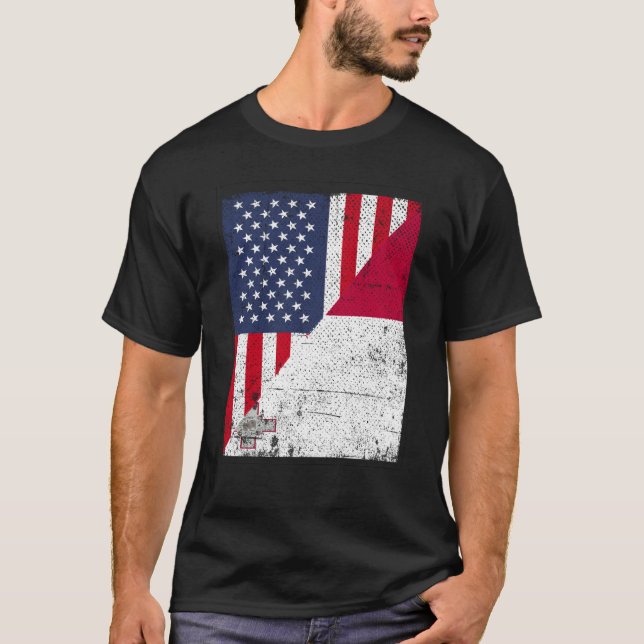 Camiseta Half USA Flag Half Malta Flag American Maltese (Anverso)