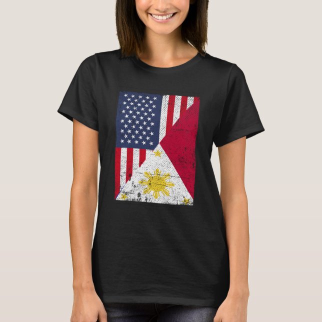Camiseta Half USA Flag Half Philippines Flag American Filip (Anverso)