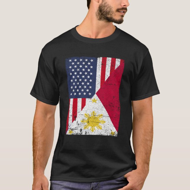 Camiseta Half USA Flag Half Philippines Flag American Filip (Anverso)