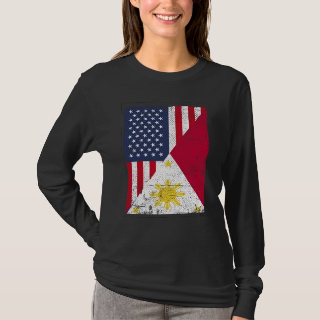 Camiseta Half USA Flag Half Philippines Flag American Filip (Anverso)