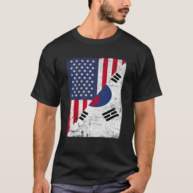 Camiseta Half USA Flag Half South Korea Flag American South (Anverso)
