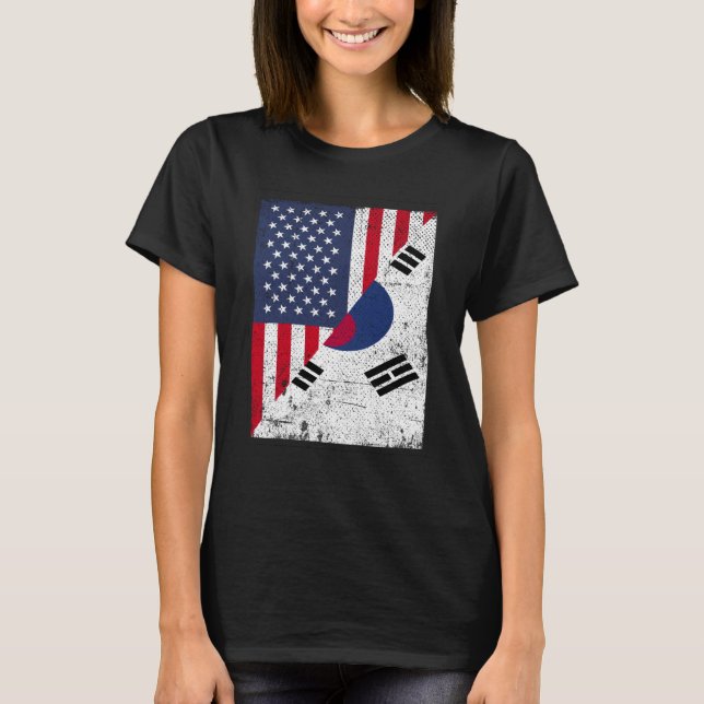 Camiseta Half USA Flag Half South Korea Flag American South (Anverso)