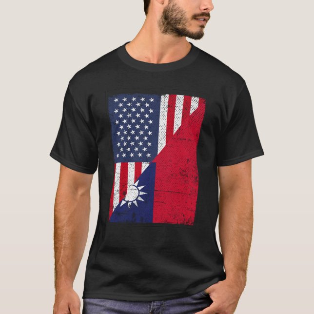 Camiseta Half USA Flag Half Taiwan Flag American Taiwanese (Anverso)