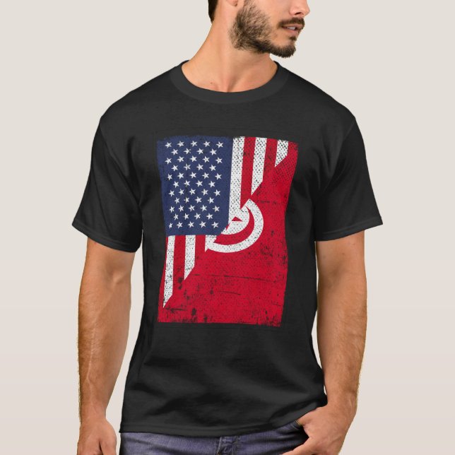 Camiseta Half USA Flag Half Tunisia Flag American Tunisian (Anverso)