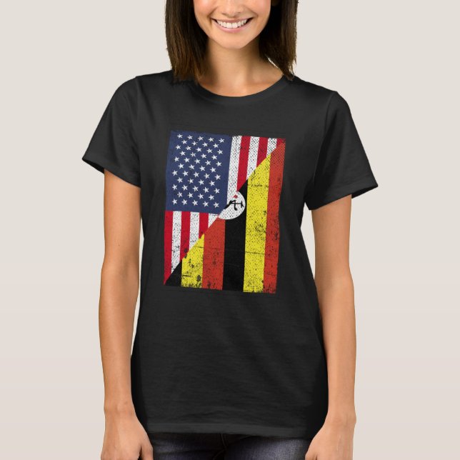 Camiseta Half USA Flag Half Uganda Flag American Ugandan (Anverso)
