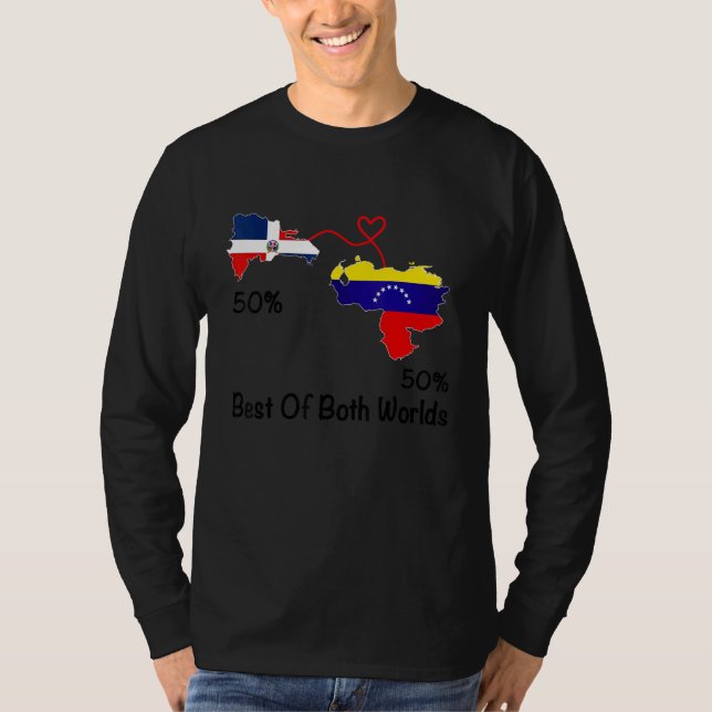 Camiseta Half venezuela Half Dominican Flag Map Love venezu (Anverso)