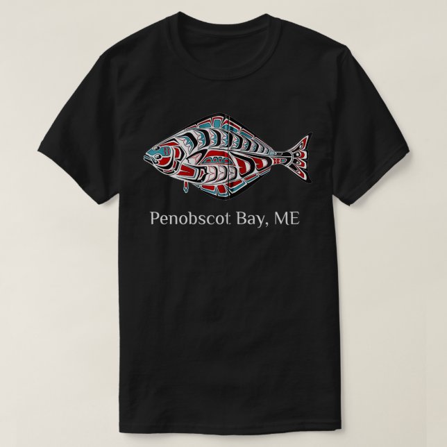 Camiseta Halibut Fisherman de la Bahía de Penobscot en la C (Diseño del anverso)