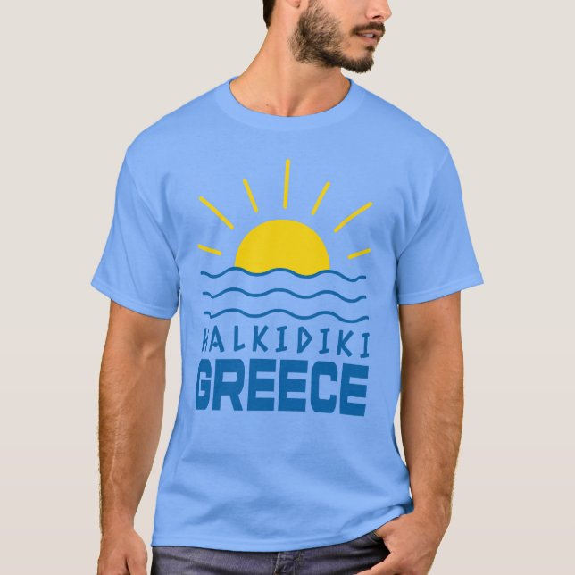 Camiseta Halkidiki Grecia Sunshine and Sea Men's Blue (Anverso)