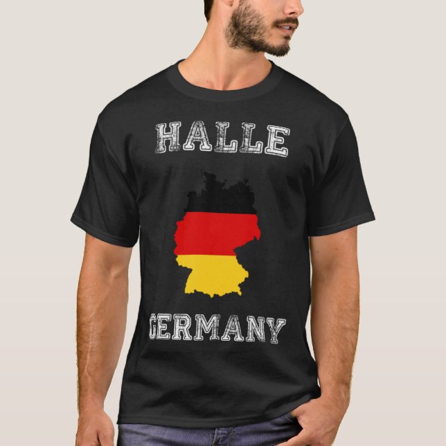 Camiseta Halle Germany Vintage Germany Flag Map (Anverso)