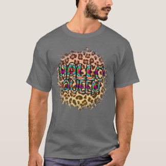 Camiseta Hallo Queen Halloween Queen Bleached Halloween Leo