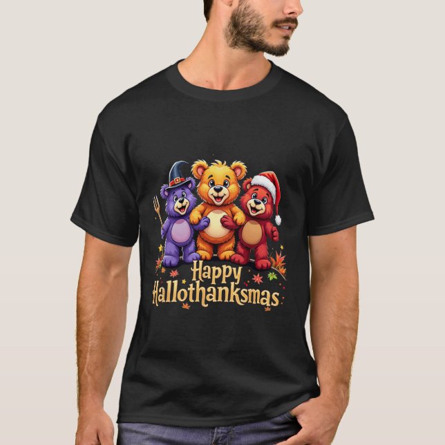 Camiseta Hallothanksmas Bears Tee Halloween Acción de Graci (Anverso)