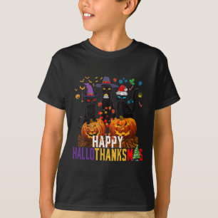 Camiseta Hallothanksmas Black Cat Halloween Día de Acción d