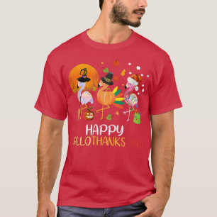 Camiseta Hallothanksmas Flamingo Navidades de Halloween gra