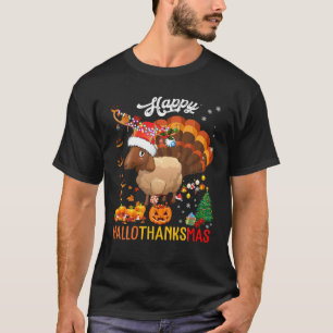 Camiseta Hallothanksmas Gracioso Santa Turkey Calabaza