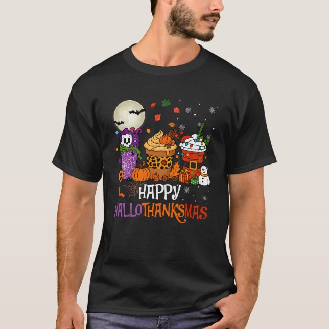 Camiseta Hallothanksmas Halloween Thanksgiving Christmas Co (Anverso)