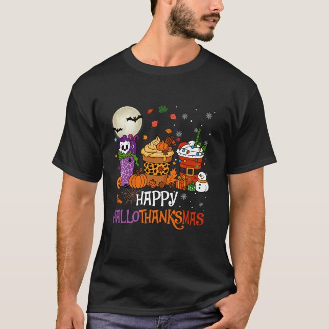 Camiseta Hallothanksmas Halloween Thanksgiving Christmas Co (Anverso)