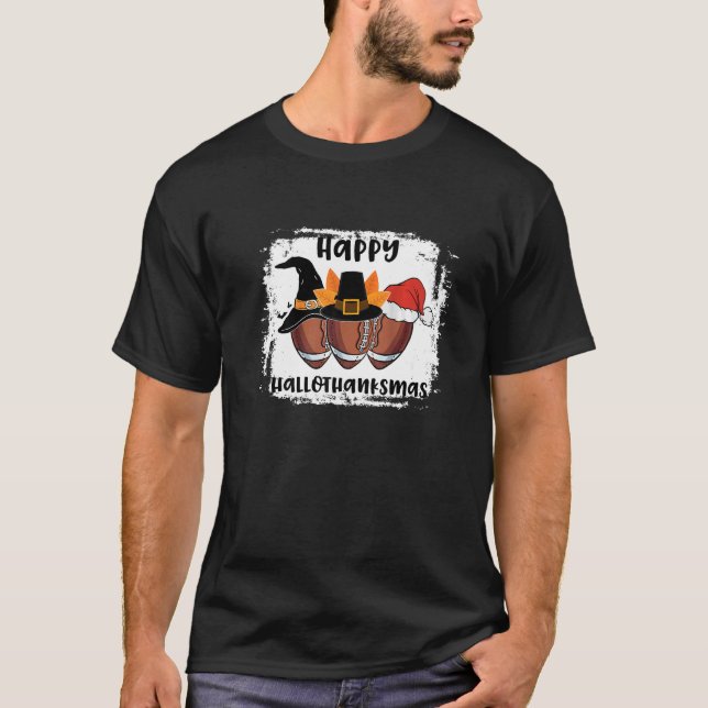 Camiseta Hallothanksmas Halloween Thanksgiving Christmas Fo (Anverso)