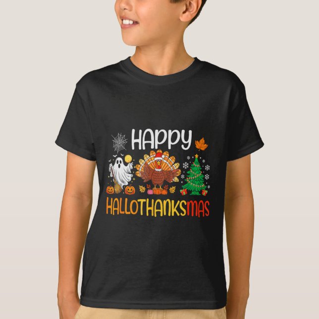 Camiseta Hallothanksmas Shirt Funny Halloween Thanksgiving  (Anverso)