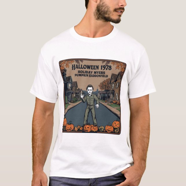 Camiseta Halloween 1978 Holiday Spooky Myers Pumpkin Haddon (Anverso)