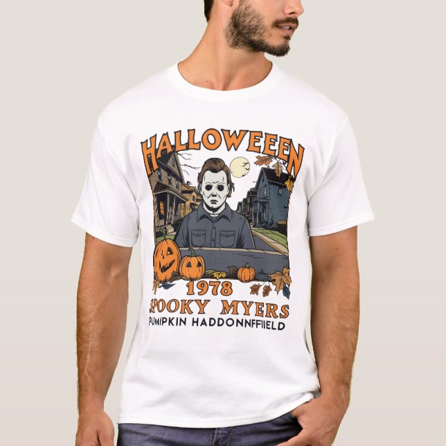 Camiseta Halloween 1978 Holiday Spooky Myers Pumpkin Haddon (Anverso)